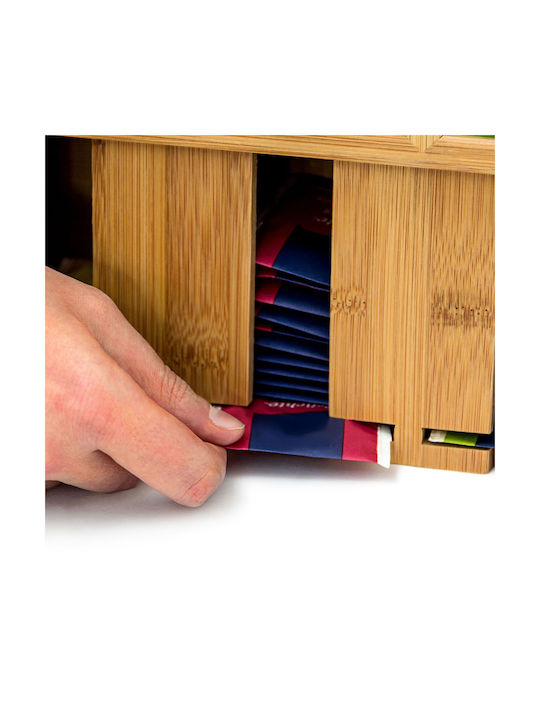 Relaxdays Caseta Pentru Ceai Cu Capac Din Lemn Bej 22x10x33.5cm