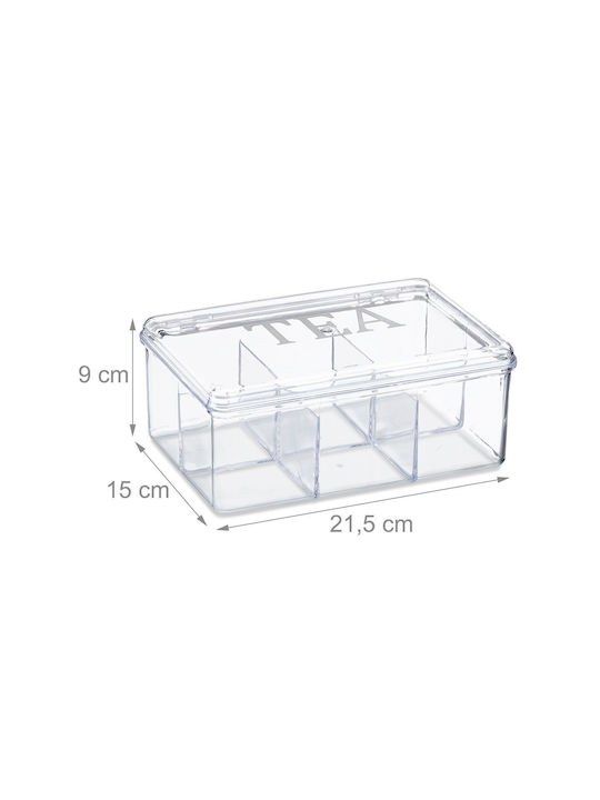 Relaxdays Box für Tee mit Deckel Kunststoff Transparent 15x9x21.5cm