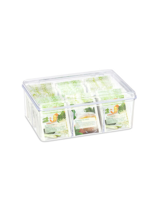 Relaxdays Tee / Kaffee Box mit Kunststoff Deckel Transparent 14,5x9x21,5cm 1 Stück