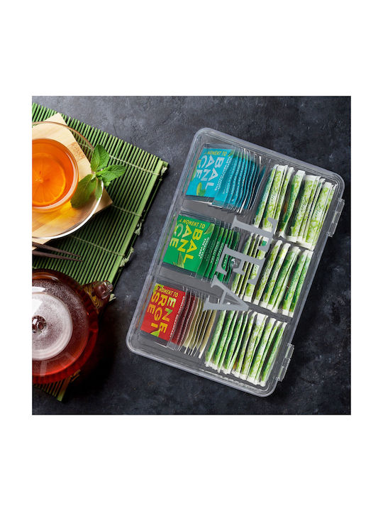 Relaxdays Box für Tee mit Deckel Kunststoff Transparent 15x9x21.5cm