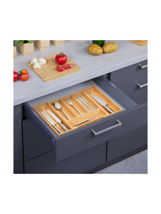 Relaxdays Tăvi Pentru Tacâmuri De Sertar Rabătabilă Din Lemn 35.5x29x5cm Bej
