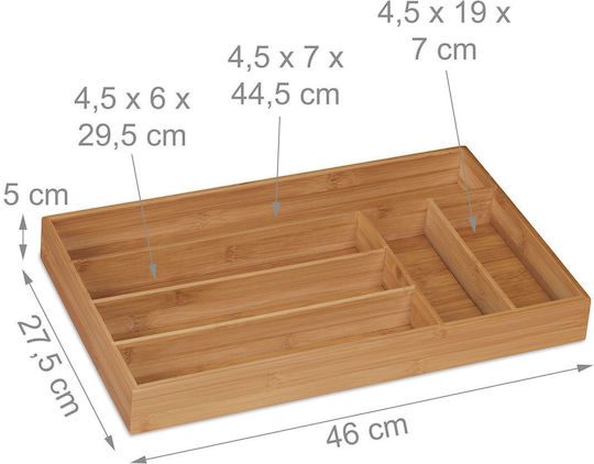 Relaxdays Wooden Drawer Cutlery Tray 46x27.5x5cm Beige