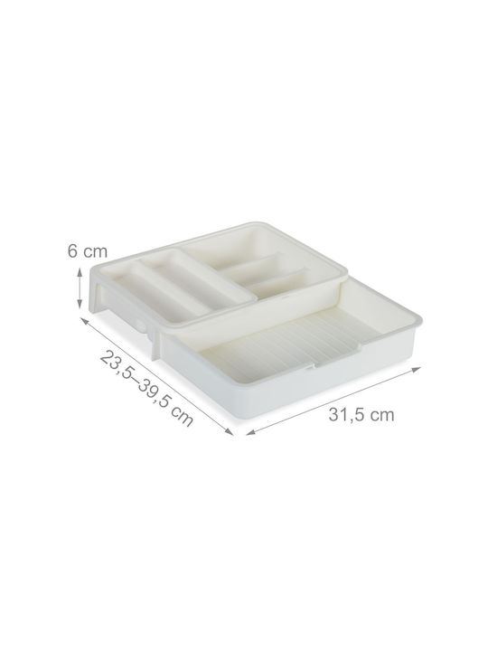 Relaxdays Drawer Cutlery Tray Opening Plastic 31.5x23.5x6cm White