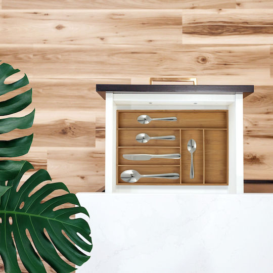Relaxdays Κουταλοθήκη Συρταριού Ξύλινη 30x44.5x5εκ. Μπεζ
