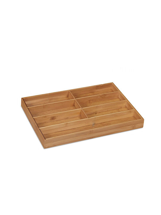 Relaxdays Besteckeinsatz für Schubladen Hölzernes 44,5x30,5cm Beiges