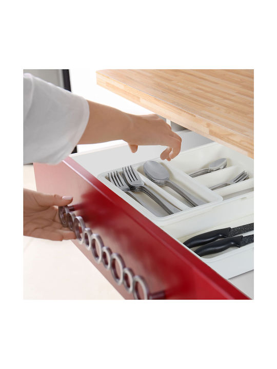 Relaxdays Drawer Cutlery Tray Opening Plastic 31.5x23.5x6cm White