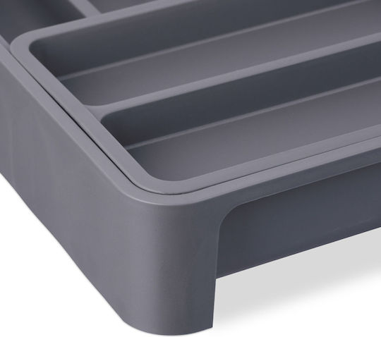 Relaxdays Tăvi Pentru Tacâmuri De Sertar Rabătabilă Din Plastic 31.5x23.5x6.5cm Gri