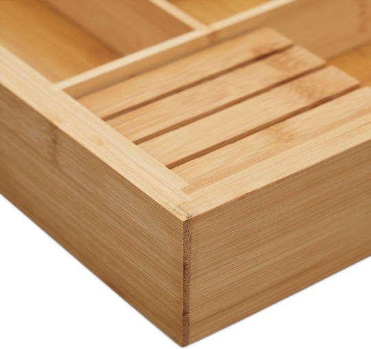 Relaxdays Drawer Cutlery Tray Opening Wooden 44.5x45x5.5cm Beige