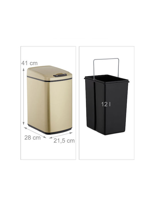 Relaxdays Coș de Gunoi Plastic cu Senzor Negru 12lt 1buc