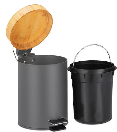 Relaxdays Coș De Gunoi Din Plastic Cu Pedală Gri 3lt