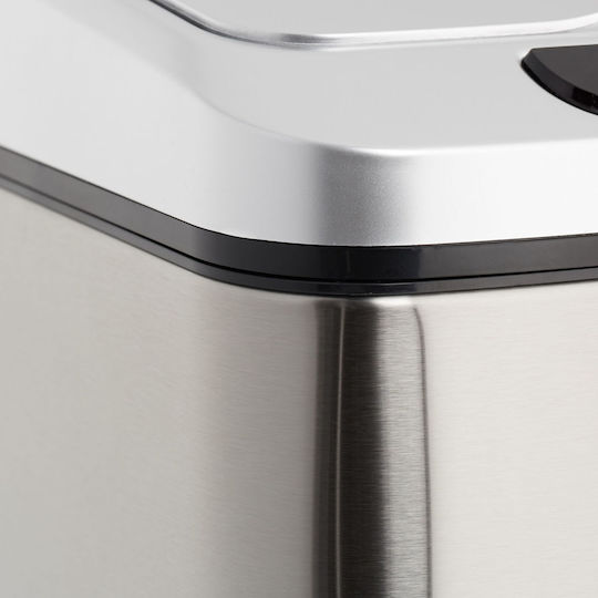 Relaxdays Metallischer Mülleimer mit Sensor Schwarz-Silber 12l