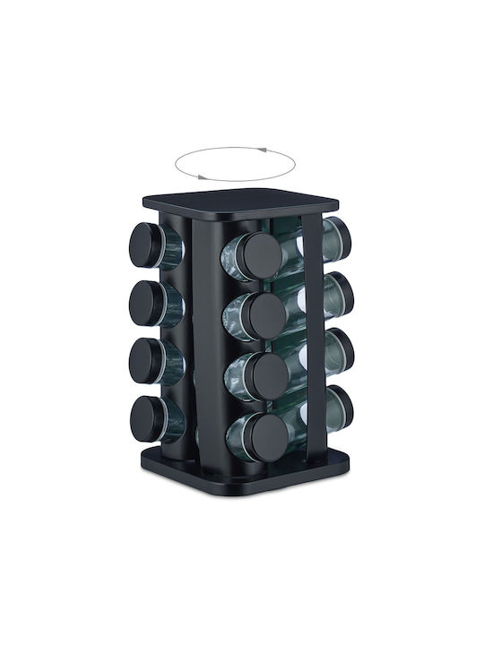 Relaxdays Inox Tabletop Rotating Spice Rack Black