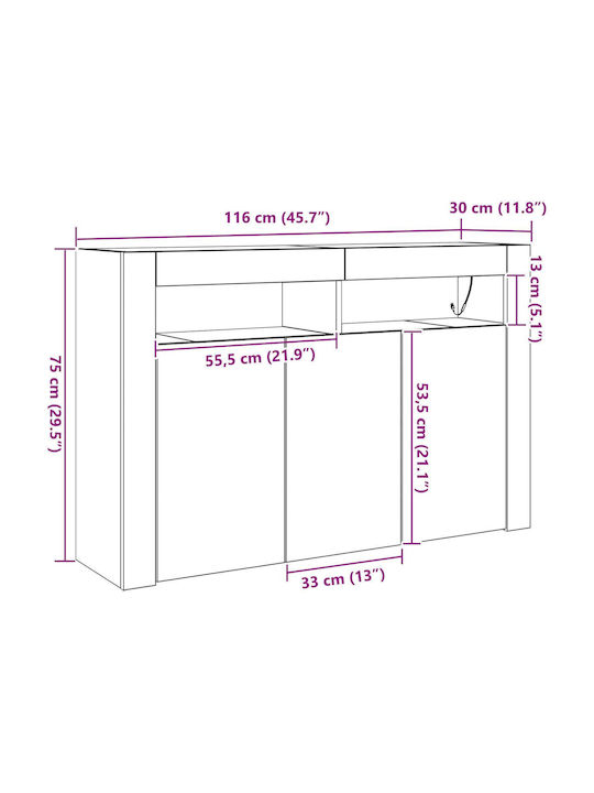 Bufet Dulap Sonoma Engineered Wood Brown 116x30x75cm