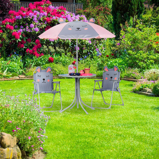 Kids Table Set with Chairs Made of Purple Plastic Relaxdays