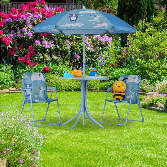 Set Mese Pentru Copii Cu Scaune Din Plastic Albastru Relaxdays