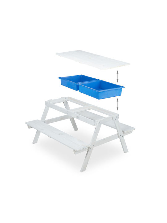 Set Masă cu Scaune pentru Copii pentru Desen din Plastic Alb Relaxdays