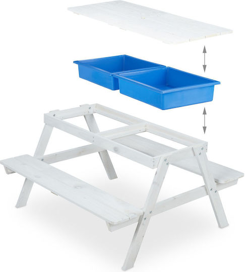 Set Masă cu Scaune pentru Copii pentru Desen din Plastic Alb Relaxdays