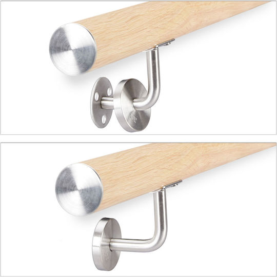 Aluminum Balustrade Beech Look Relaxdays Light Brown 150 Cm