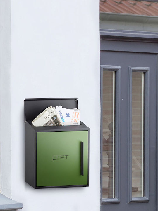 Relaxdays Cutie Poștală pentru Exterior Metalic în Culoarea Verde 33x35cm