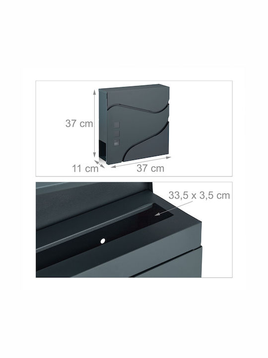 Relaxdays Cutie Poștală pentru Exterior Inox în Culoarea Gri 37x37x11cm
