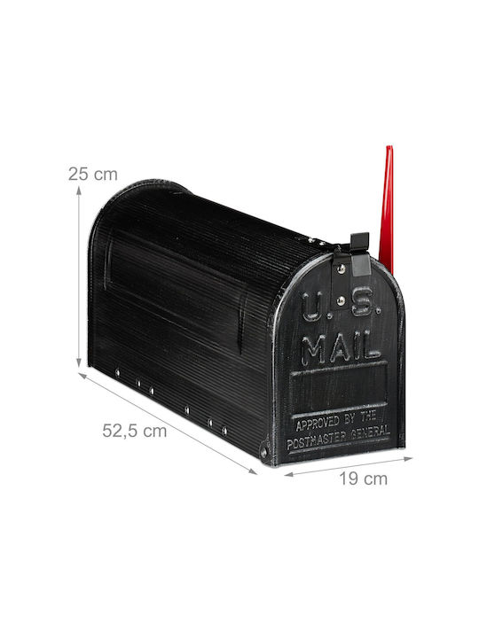 Relaxdays Cutie Poștală pentru Exterior Inox în Culoarea Negru 25x19x52.5cm
