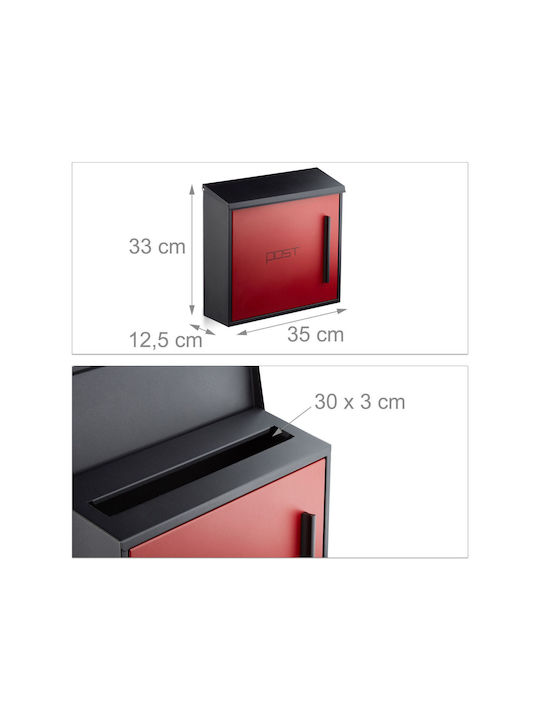 Relaxdays Cutie Poștală pentru Exterior Metalic în Culoarea Roșu 33x35cm