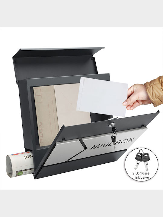 Deuba Cutie Poștală pentru Exterior Inox în Culoarea Gri 37x11x36.5cm