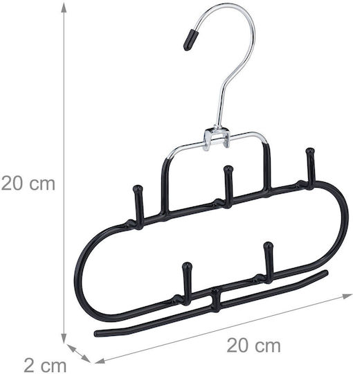Relaxdays Wardrobe Hanger Foldable for Belts Metallic Black 10032625 3pcs