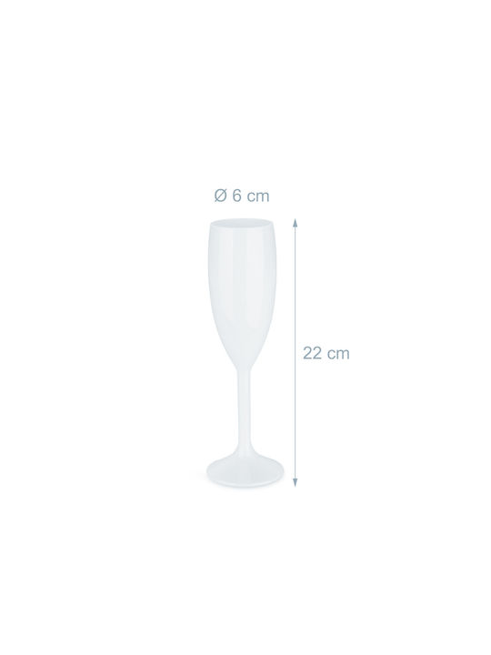Relaxdays Set de pahare de sampanie / Vin alb din Plastic în Culoarea Alb Cu picior 160ml 6buc
