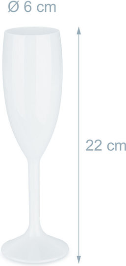 Relaxdays Set of Glasses Champagne / White Wine made of Plastic in White Color Stemmed 160ml 6pcs