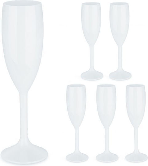Relaxdays Set of Glasses Champagne / White Wine made of Plastic in White Color Stemmed 160ml 6pcs