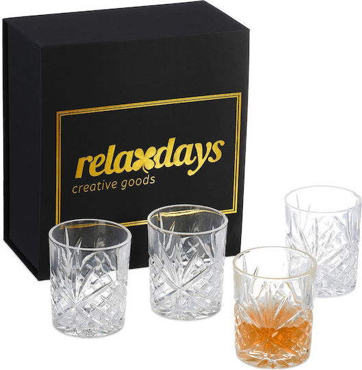 Relaxdays Комплект Чаши За Уиски И Коктейл Стъклени Черни 300мл 4 Броя