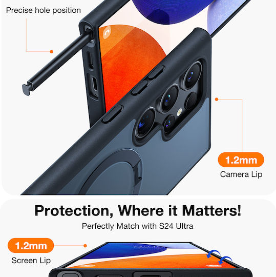 Torras Ostand Back Cover Silicone Black (Galaxy S24 Ultra)
