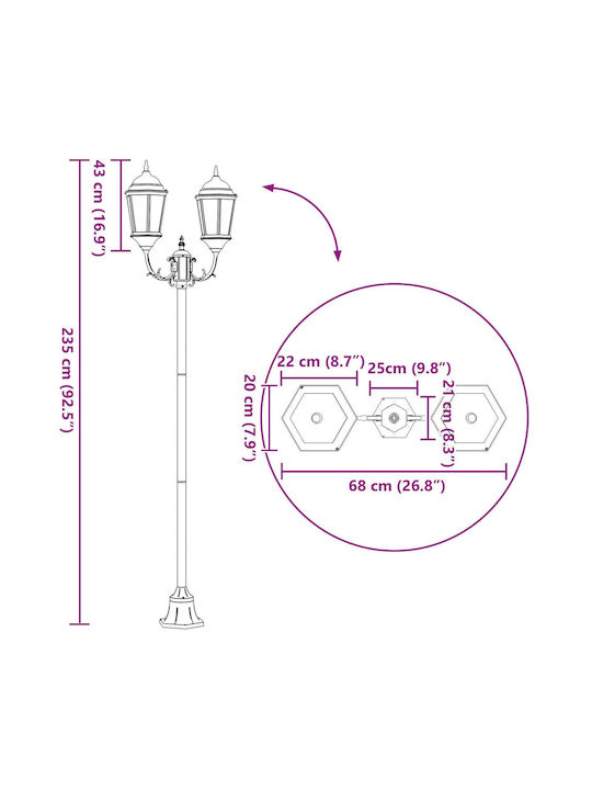 vidaXL Outdoor Floor Lamp Post IP65 for E27 Socket Green