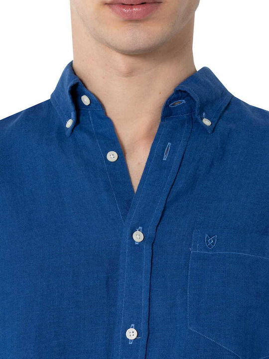 Langärmlig Leinen Hemd Blue.