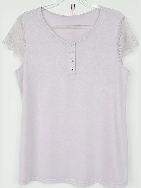 Fuanna Summer Women's Pyjama Set Soft Purple