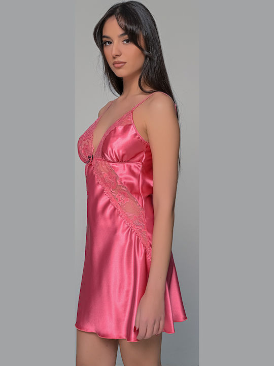 Milena by Paris Summer Satin Women's Nightdress with String Watermelon