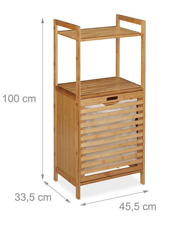 Relaxdays Coș De Rufe Din Bambus Pliabil 32.5lt 100x45.5x33.5cm Bej