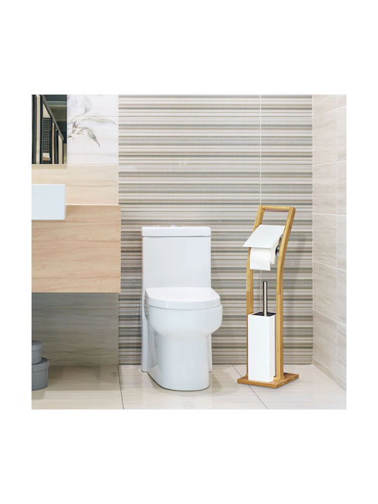 Relaxdays Suport de hârtie Bambus Albă 4052025203214