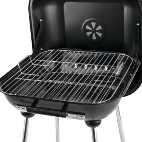 Lund Stainless steel Charcoal Grill with Lid, Thermometer and Smoker 45cmx40cm
