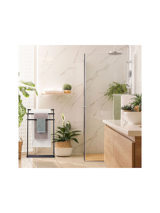 Relaxdays Raft de haine de Baie Simplu ​19x19cm Inox Negru