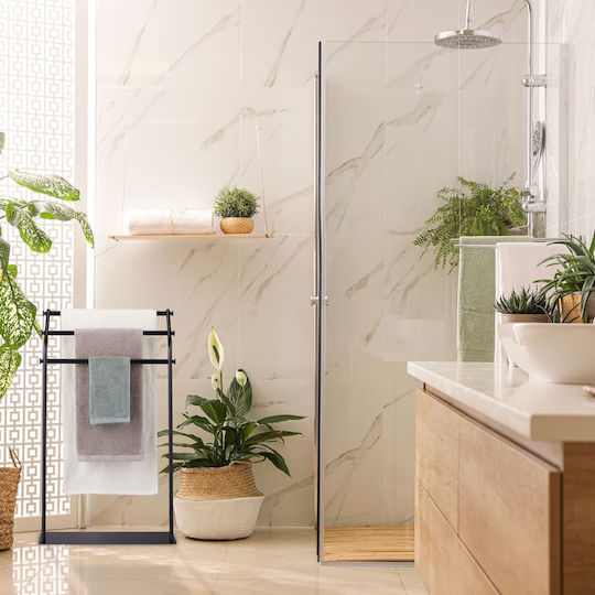 Relaxdays Поставка за дрехи Баня Единичен ​19x19см Inox Черен