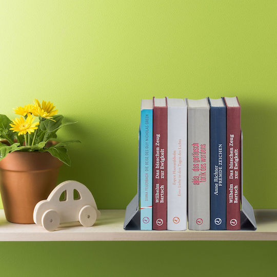 Metal Book End Holders Set 2 Pieces 16.5 X 13 X 10.5 Cm Gray