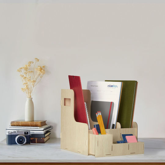 Desk Organizer Made Mdf 27 X 24 X 31.5 Cm Light Brown
