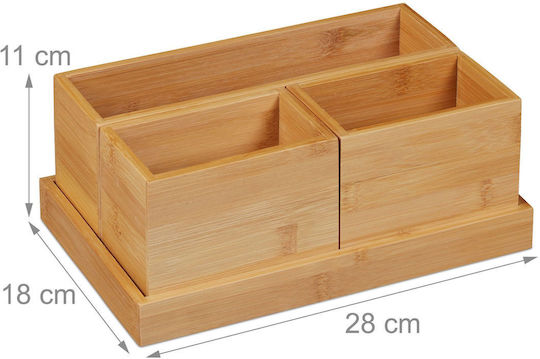 Set Organizator Birou din Bambus Natural Maro, 4 Piese