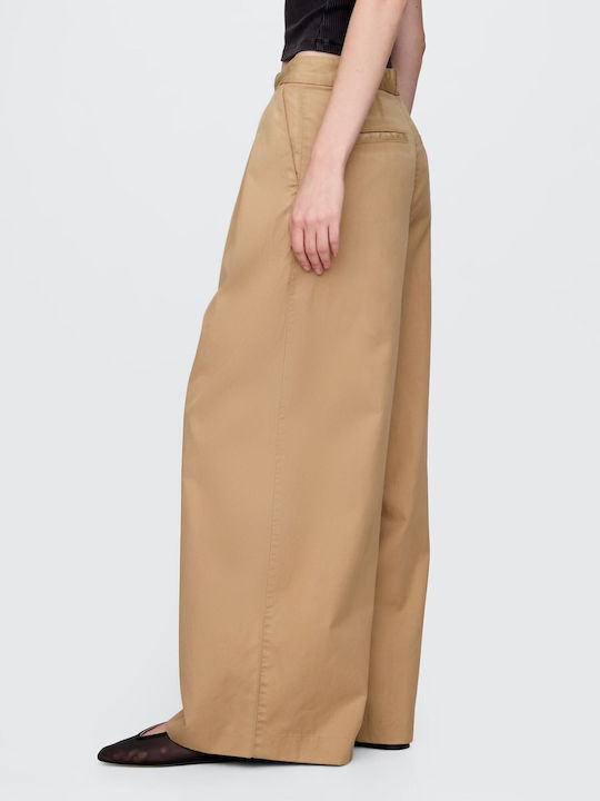 Women's High-waisted Fabric Trousers Mojave Tan