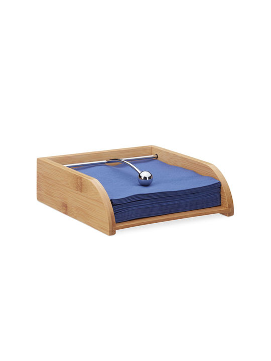 Relaxdays Wooden Napkin Holder Beige 6x19x19cm 10024199