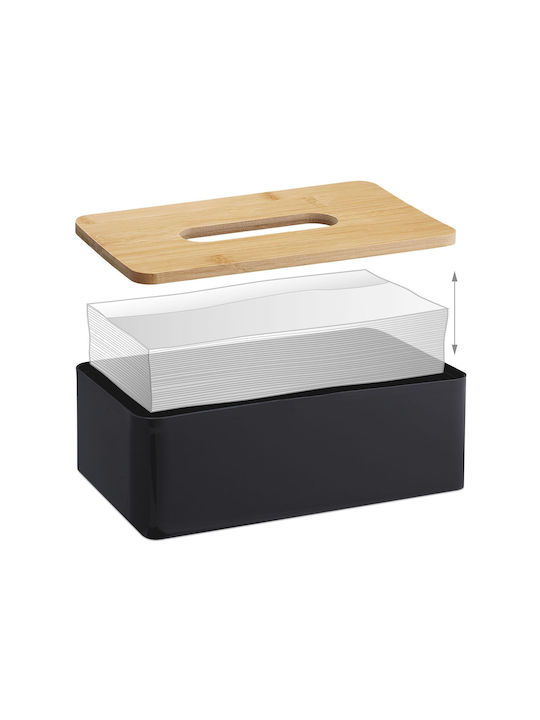 Relaxdays Wooden Napkin Holder Black 10x26x14cm 10034289