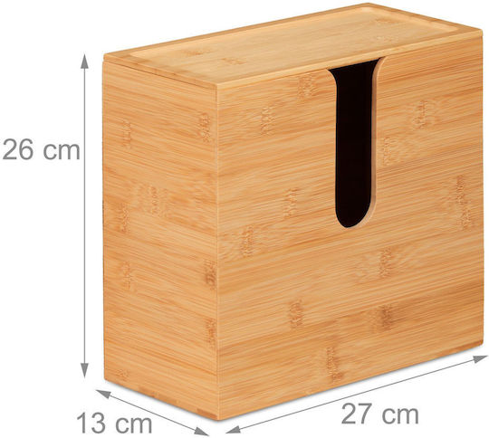 Relaxdays Wooden Paper Towel Holder Brown 26x27x13cm 10045316
