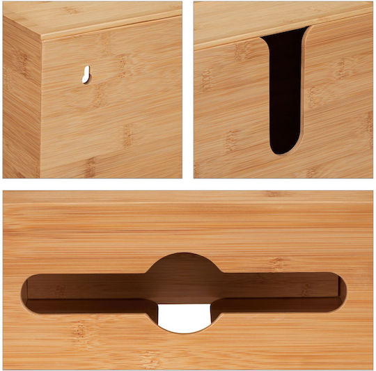 Relaxdays Wooden Paper Towel Holder Brown 26x27x13cm 10045316